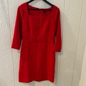 Ann Taylor Vibrant Red Long Sleeve Dress